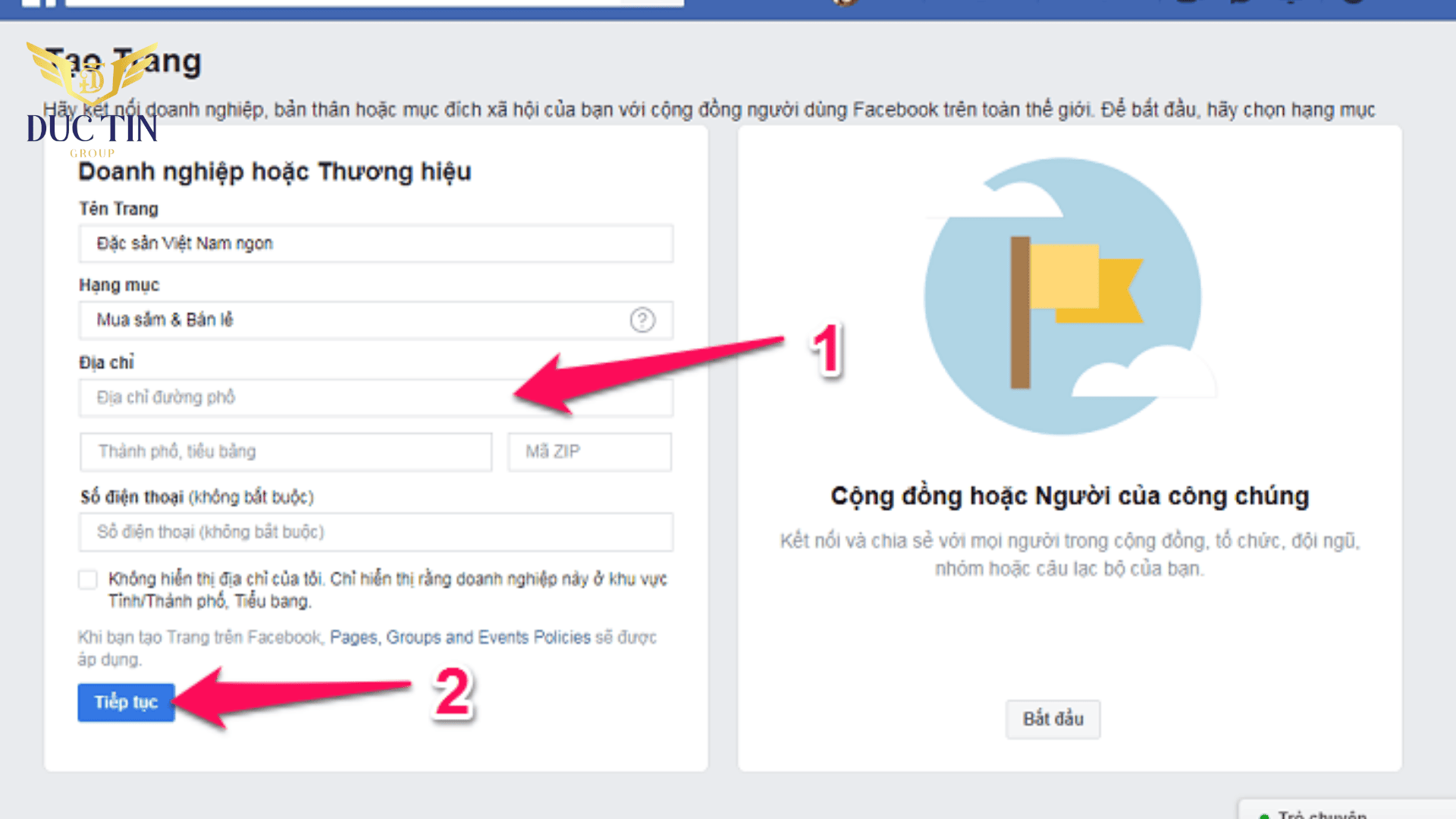 Hoàn thiện thông tin cơ bản của Fanpage